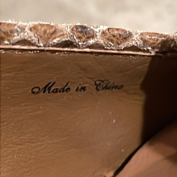 Donald J Pliner Tan Suede Wedge Shoes Womens Size 8.5N Snakeskin Leather - Picture 12 of 12